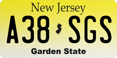 NJ license plate A38SGS