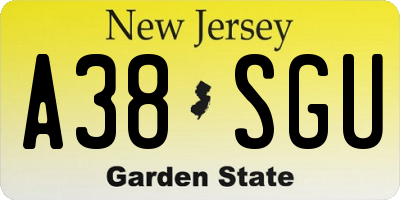 NJ license plate A38SGU
