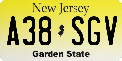 NJ license plate A38SGV