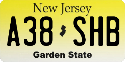 NJ license plate A38SHB