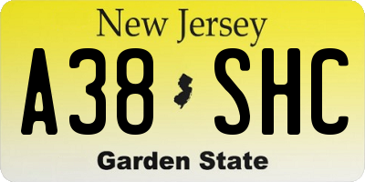 NJ license plate A38SHC