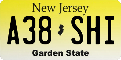 NJ license plate A38SHI