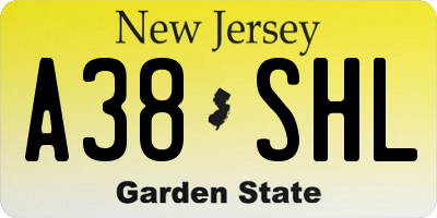 NJ license plate A38SHL