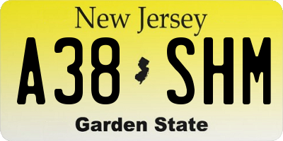 NJ license plate A38SHM