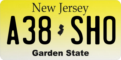 NJ license plate A38SHO