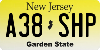 NJ license plate A38SHP