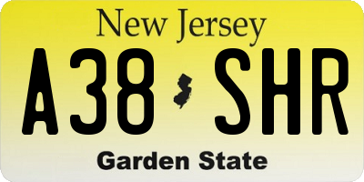 NJ license plate A38SHR