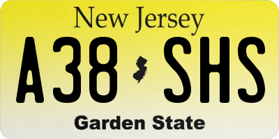 NJ license plate A38SHS