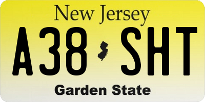 NJ license plate A38SHT