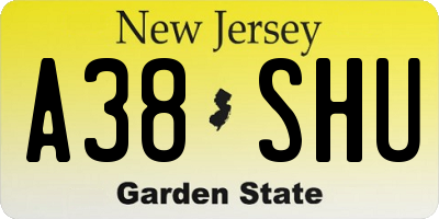 NJ license plate A38SHU