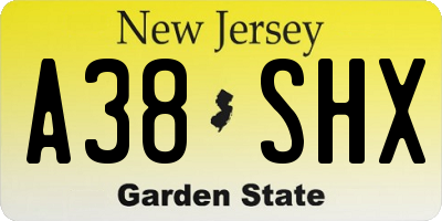 NJ license plate A38SHX