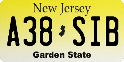 NJ license plate A38SIB