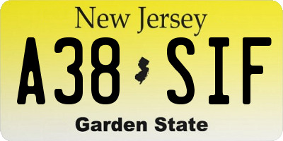 NJ license plate A38SIF
