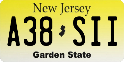 NJ license plate A38SII