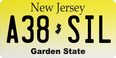 NJ license plate A38SIL
