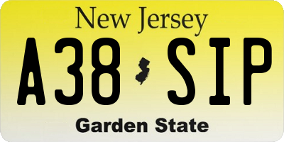 NJ license plate A38SIP