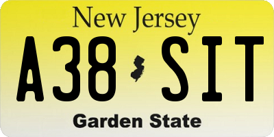 NJ license plate A38SIT