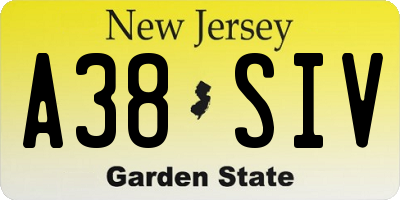 NJ license plate A38SIV
