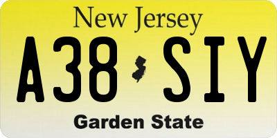 NJ license plate A38SIY