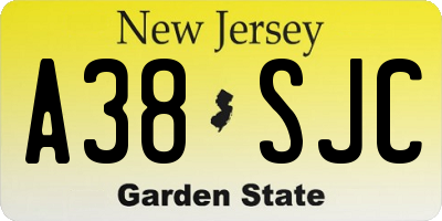 NJ license plate A38SJC