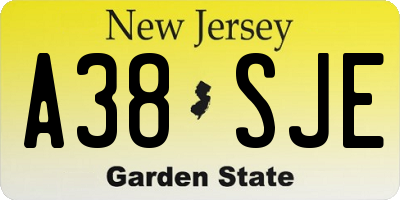 NJ license plate A38SJE