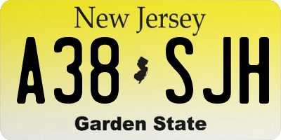 NJ license plate A38SJH