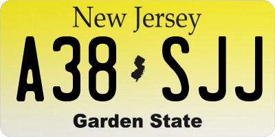 NJ license plate A38SJJ