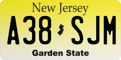 NJ license plate A38SJM