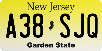 NJ license plate A38SJQ
