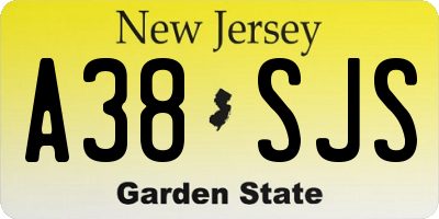 NJ license plate A38SJS