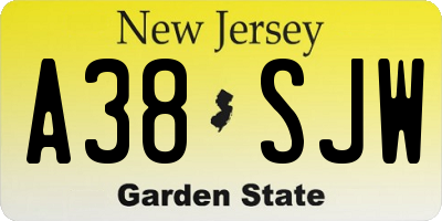 NJ license plate A38SJW