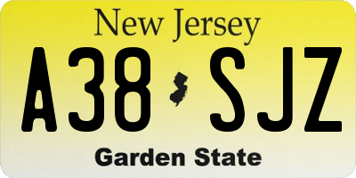 NJ license plate A38SJZ