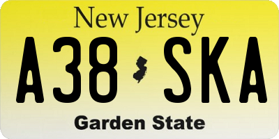 NJ license plate A38SKA