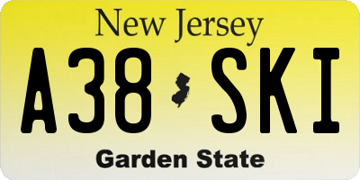 NJ license plate A38SKI