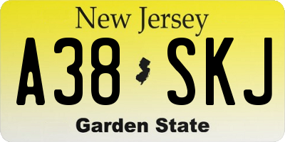 NJ license plate A38SKJ