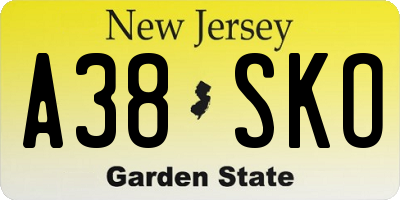 NJ license plate A38SKO