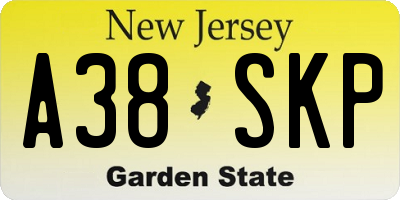 NJ license plate A38SKP