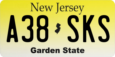 NJ license plate A38SKS