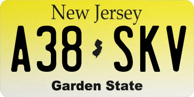 NJ license plate A38SKV