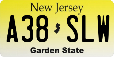 NJ license plate A38SLW