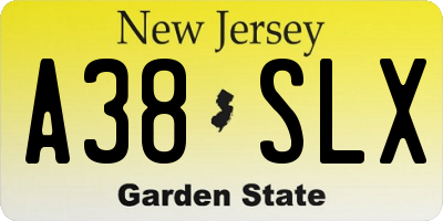 NJ license plate A38SLX