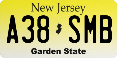 NJ license plate A38SMB