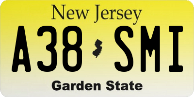 NJ license plate A38SMI