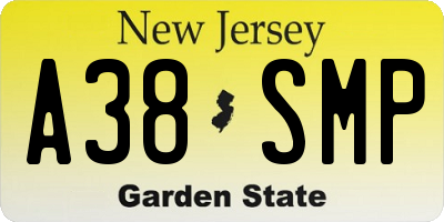 NJ license plate A38SMP