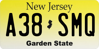 NJ license plate A38SMQ