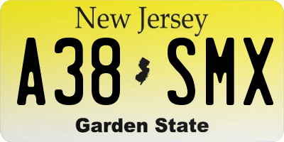 NJ license plate A38SMX