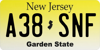 NJ license plate A38SNF