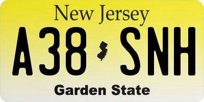 NJ license plate A38SNH