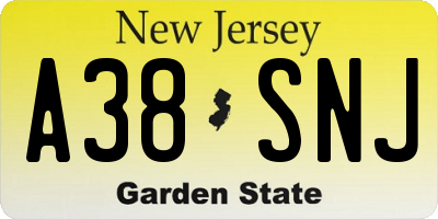 NJ license plate A38SNJ