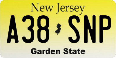 NJ license plate A38SNP